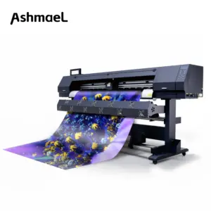 The Ashmael brand eco - solvent inkjet printer is printing large - format color advertising images.
